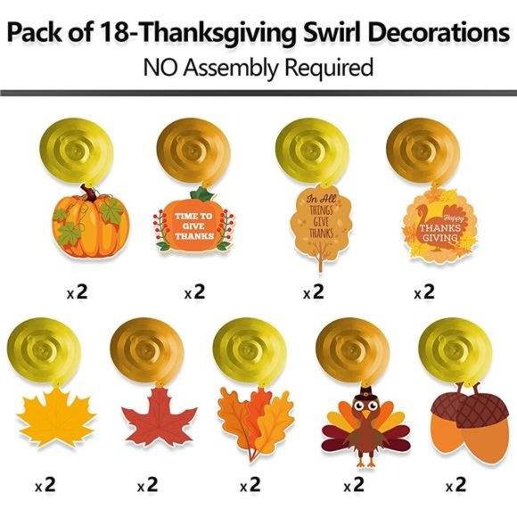 Set of 40 Thanksgiving Decorations, Pre-Assembled Thanksgiving Hanging Swirls - Picture 6 of 7